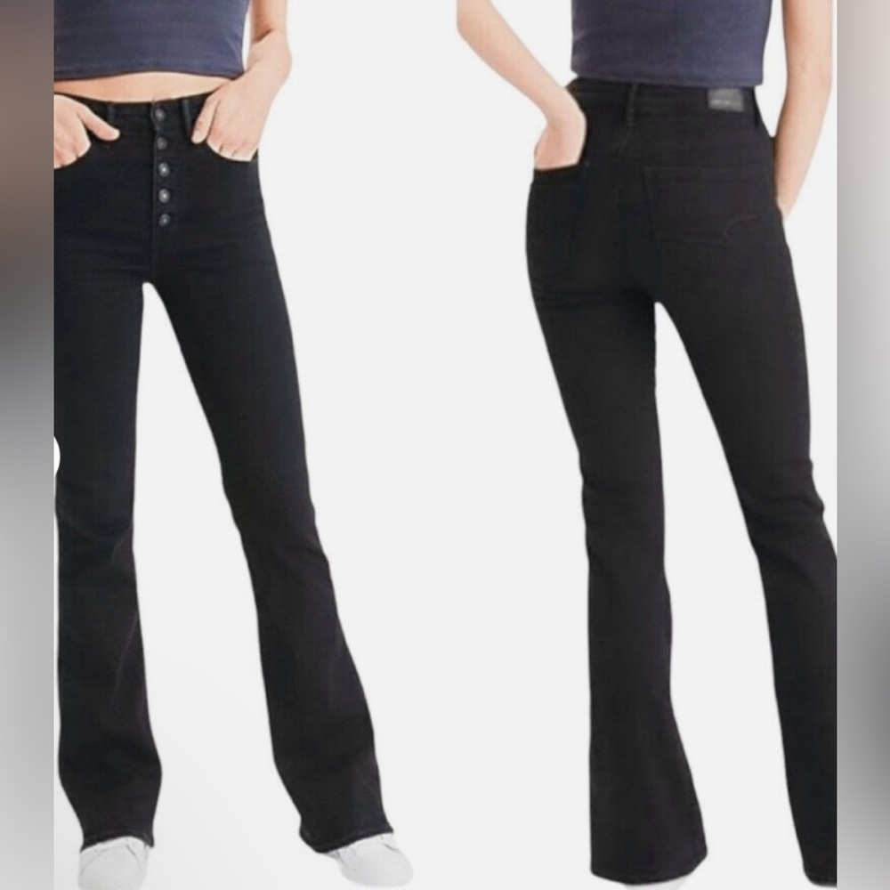 American Eagle Curvy Highest Rise Preppy Coastal Cowgirl Western Flare Jeans 16R